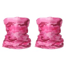 2pcs Summer Neck Gaiter Sun Protection Face Mask for Fishing, Camo Pink