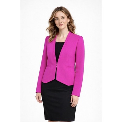 Diane Von Furstenberg Jacket Womens 6 Pink Blazer Illene Double Crepe Luxury
