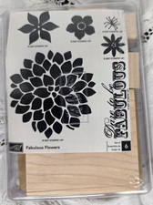 Stampin Up Fabulous Flowers Set of 6 Unmounted Wood Block Stamps Retired