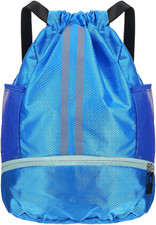 Drawstring Gym Bag with Shoe Compartment Waterproof Sports Backpack Wet Dry