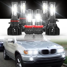 Para For BMW X5 2002 2003 2004 - Kit de faros LED y bombillas antiniebla 6000K