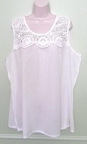 Chelsea Studio 1X 22/24 White Crochet Floral Lace Sleeveless Tank Top