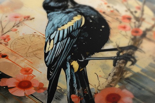 Majestätische Krähe Vogel bunt Leinwandbild modern Wandbild Bild Geschenk - Bild 2 von 9