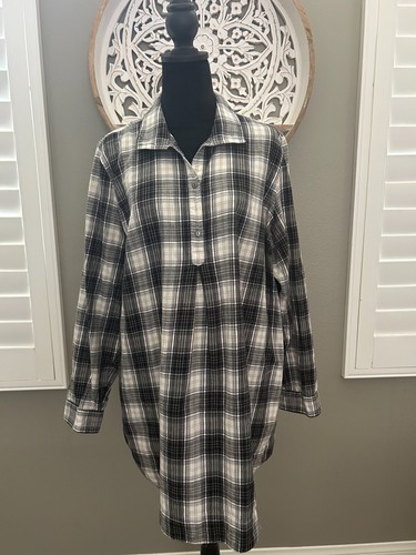 Camicia J. Jill fili non comuni tunica a quadri donna XL cotone tasche maniche lunghe - Foto 3 di 7