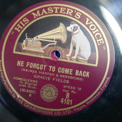 78 rpm GRACIE FIELDS home / he forgot to come back B 4101