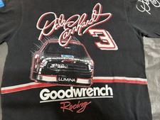 DALE EARNHARDT 3 Goodwrench T-shirt Large Black AOP Vintage 90's Single Stitch