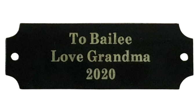 ENGRAVED BLACK BRASS PLATE PICTURE FRAME ART TAXIDERMY MEMORIAL LABEL 7/8x2 1/2