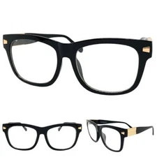 Men's Women CLASSIC VINTAGE RETRO Style Clear Lens EYE GLASSES Large Black Frame