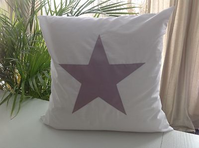 Shabby chic Kissenhülle,Kissenbezug,Landhaus Kissen Stern weiß/taupe 40x40cm