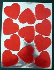 VINTAGE AMSCAN VALENTINE'S DAY RED HEARTS 22 METALLIC STICKERS 2 SHEETS LOVE