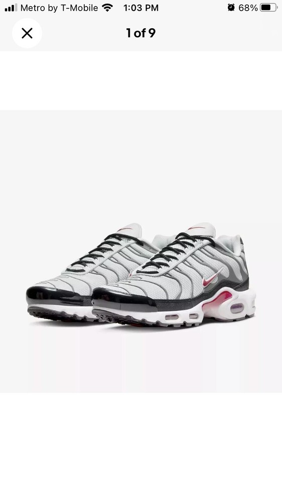Nike Air Max Plus TN Air Photo Dust Particle Grey Red DM0032-002 Men’s  Size 9.5