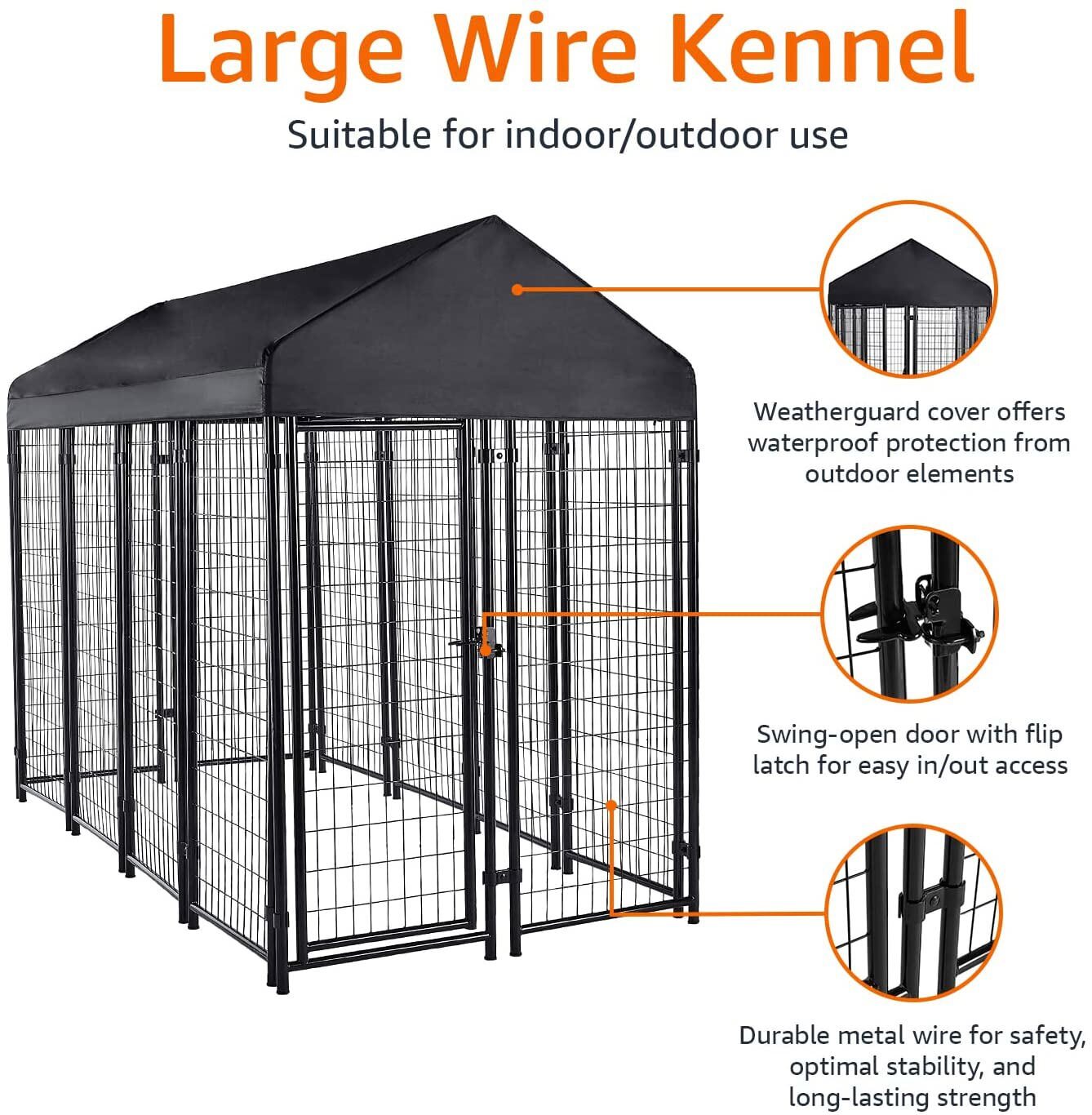VERABE Hundekäfigabdeckung 600D | Wasserdichte Zwinger-Abdeckung Für 91,4cm Käfig