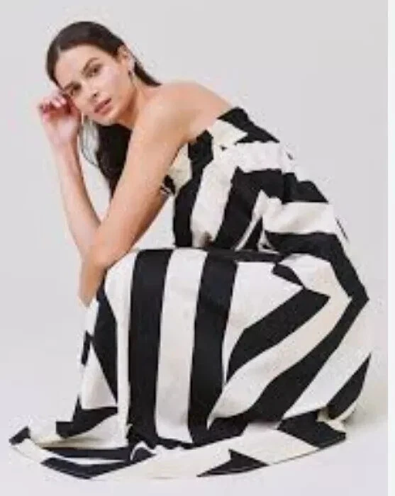 TORY BURCH MAXI ABITO LUNGO A RIGHE LARGHE TRY BURCH TAGLIA L