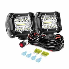 NILIGHT 4 INCH LED PODS LIGHT 2PCS 60W SPOT FLOOD COMBO BEAM TRI-ROW LIGHT BAR