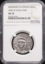 NGC 2006-W Burnished Platinum Eagle MS70 1/2 oz $50 #2601937-028 5500.00 per troy oz