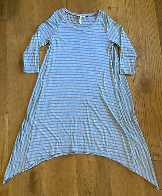 Matilda Jane Shirt Dress Womens Sz Medium Gray Blue Asymmetrical Hem  Striped M | eBay