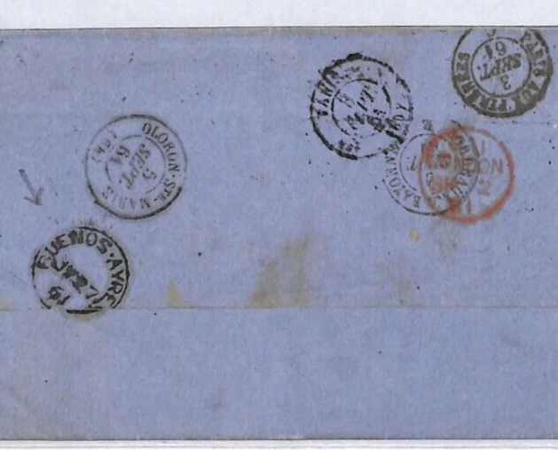 ARGENTINA GBPO *Buenos Ayres* 1861 CDS Cover TRANSATLANTIC MAIL France YQ70 - Image 2 of 4