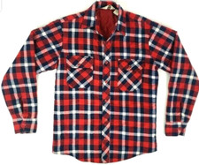 Timber Run Vintage Flannel Coat Mens S Red Tartan Plaid Lined L/S Button Jacket