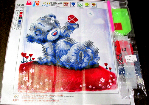 Teddy Bear With Heart 5D Round Diamond Cross Stitch Painting Kit - NIP (#109) - Picture 3 of 4