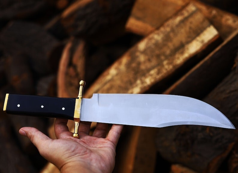 Bowie Knife: Custom Handmade D2 Steel Smithsonian Replica Antique Bowie | Huntin