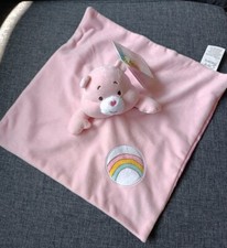3308🌟Doudou Plat Mouchoir  Bisounours Bears Care Baby Rose Arc-en-ciel