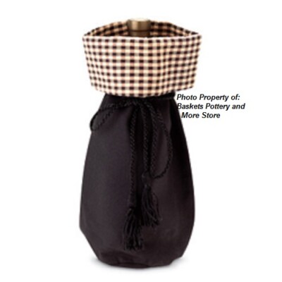 NEW Longaberger BEVERAGE TOTE Liner-Wine Carrier in KHAKI CHECK-BLACK- FREE SHIP