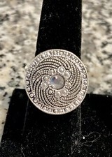 Crystal Faux Silvertone Fashion Stretch Ring