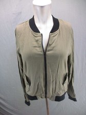LOVE TREE Size S Womens Linen Blend Full Zip Pocket Baseball Collar Jacket 250