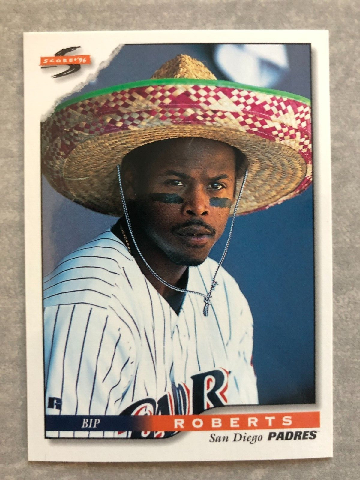 1996 Score BIP ROBERTS Padres "Sombrero Party Hat" Funny Real Trading Card #38