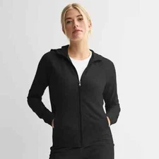 Tek Gear Essentials Black Full Zip Hoodie Jacket Active Comfort Loungewear
