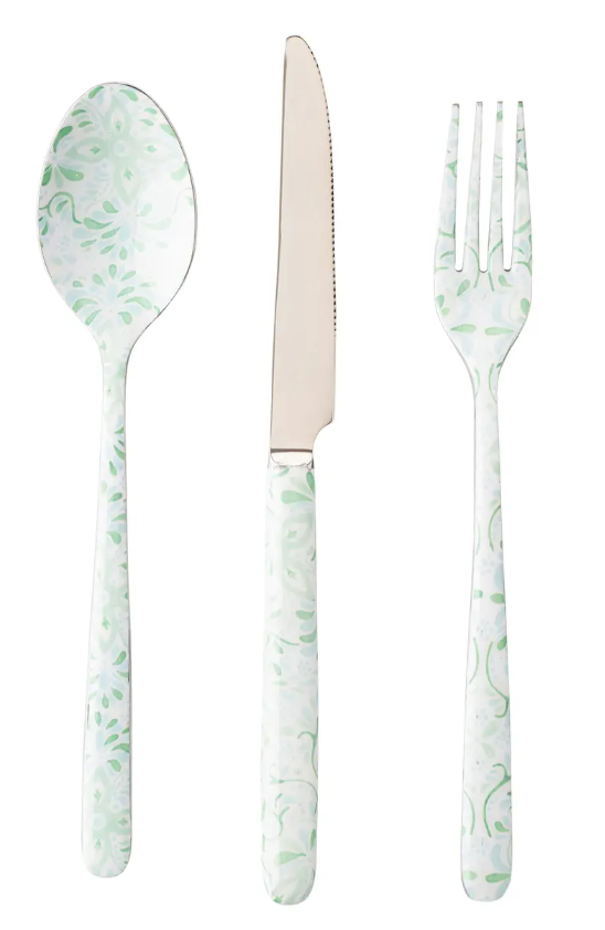 JULISKA Iberian Sage 3Piece Flatware Set Stainless Steel, Green Sage