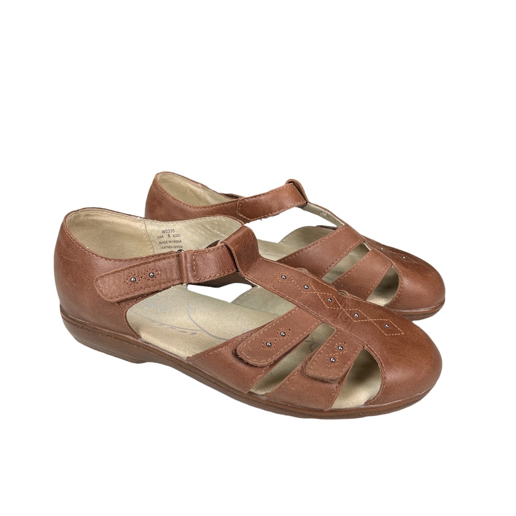 Propet Womens Heather Fisherman Sandals Brown Hook Loop Studded Leather 8 X  2E | eBay