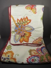 King Size 2 Pillow Shams Orange Floral  Butterfly Print Red Border Ultra Clean