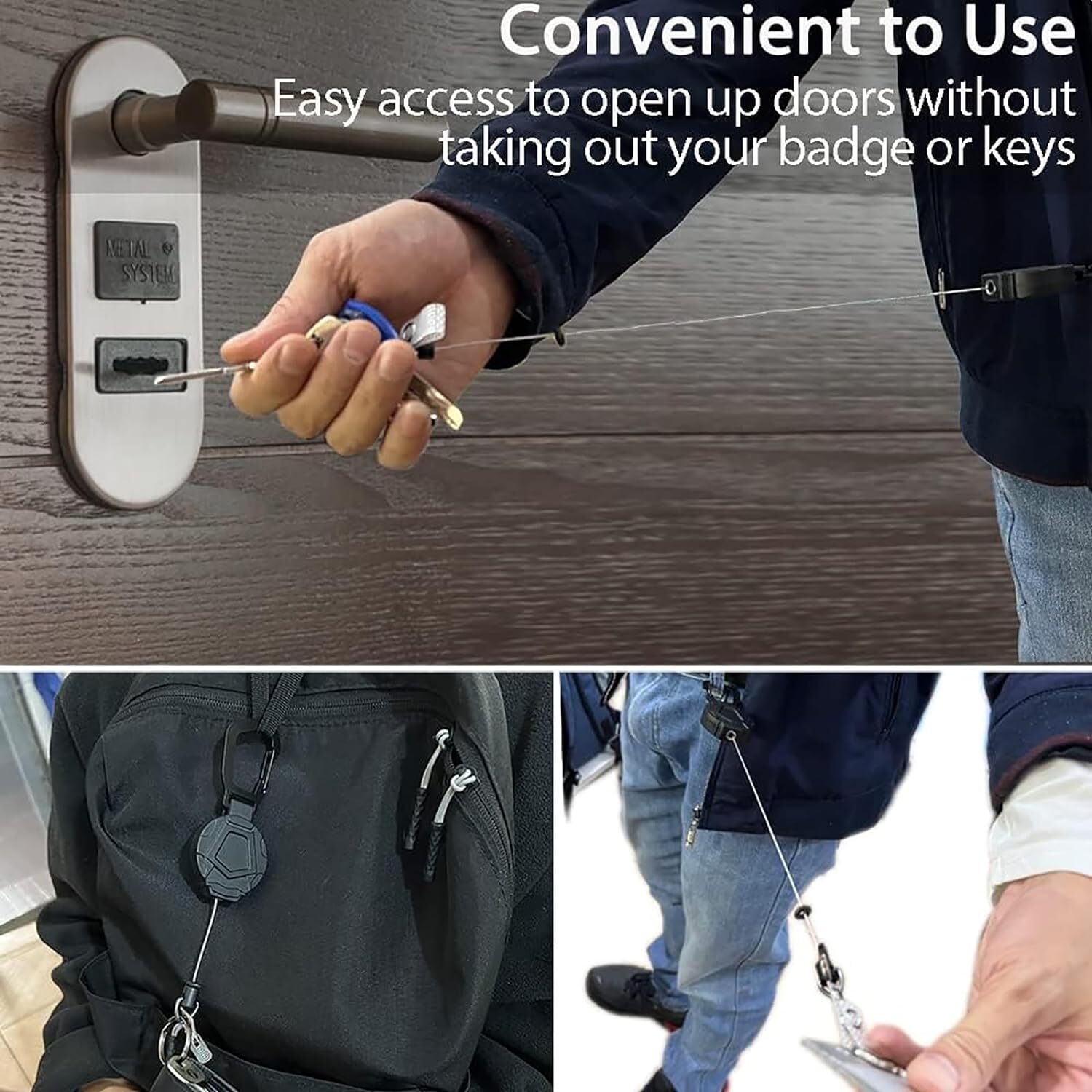 Heavy Duty Retractable Keychain Tactical ID Badge Reel with Key Chain