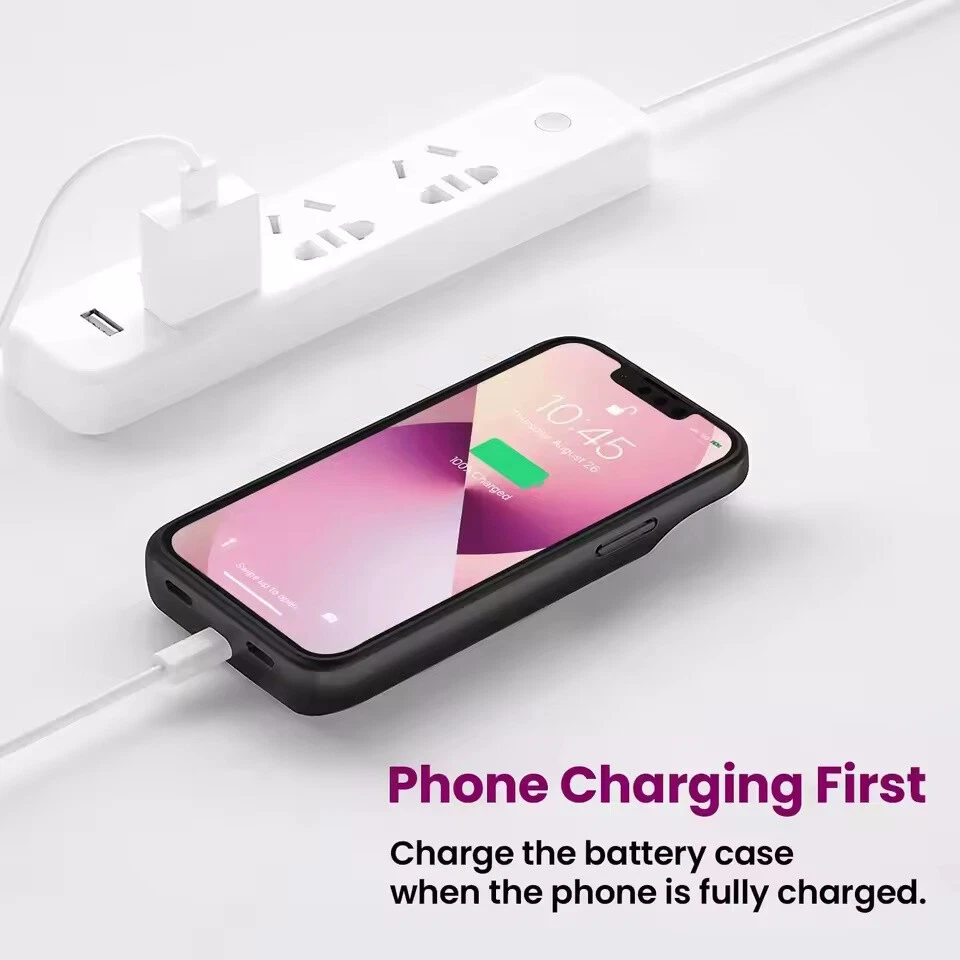 Battery Charger Case Power Bank Charging Cover For iPhone X XR 11 12 13 14 15 16 - Image 2 of 4