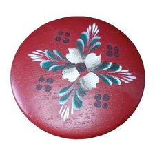 Oyehaug Souvenir Ware rot Holz Schmuckschatulle 3,5". Made in Norway. Sehr guter Zustand