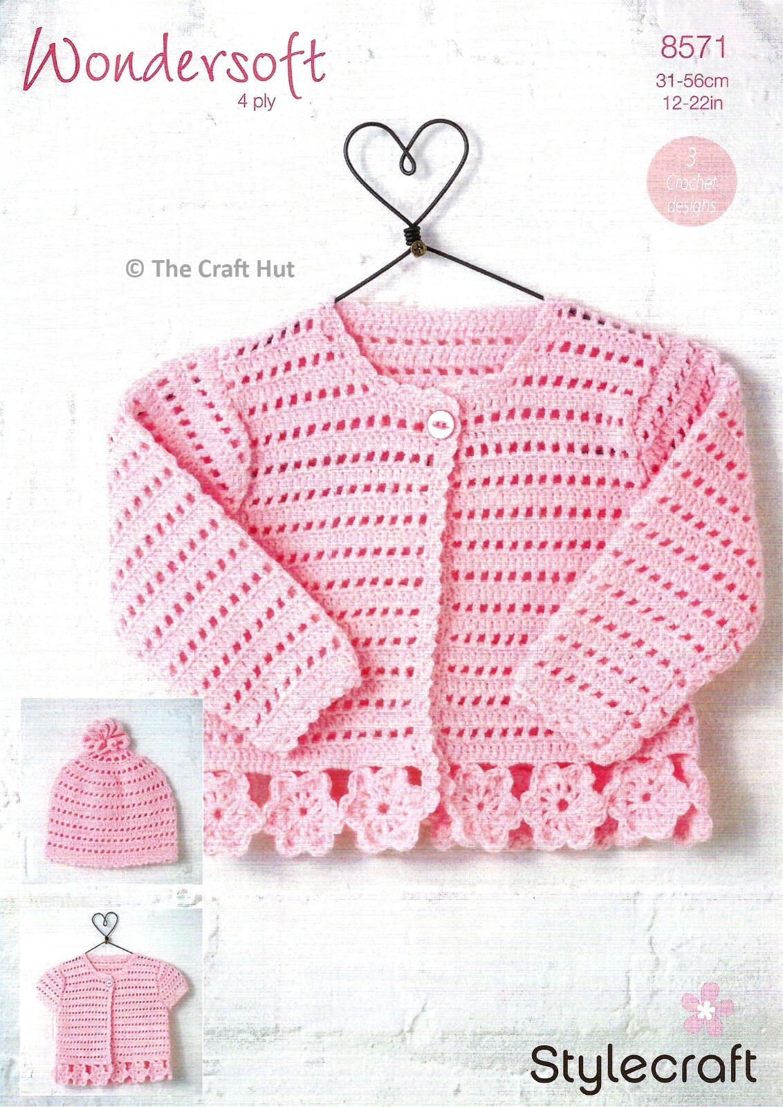 Crochet PATTERN ONLY Stylecraft Baby Toddler Child Cardigans & Hat 8571 New