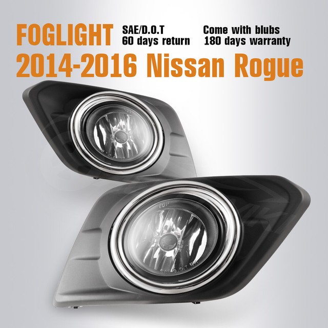 For 1416 Nissan Rogue Fog Light Clear Lens Bumper Lamps Pair Wiring