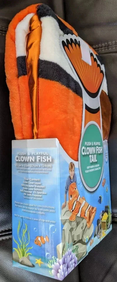 Tail Blanket Plush & Playful Throw Wrap Sequined Home/ Travel New Clown Fish - Image 4 of 4