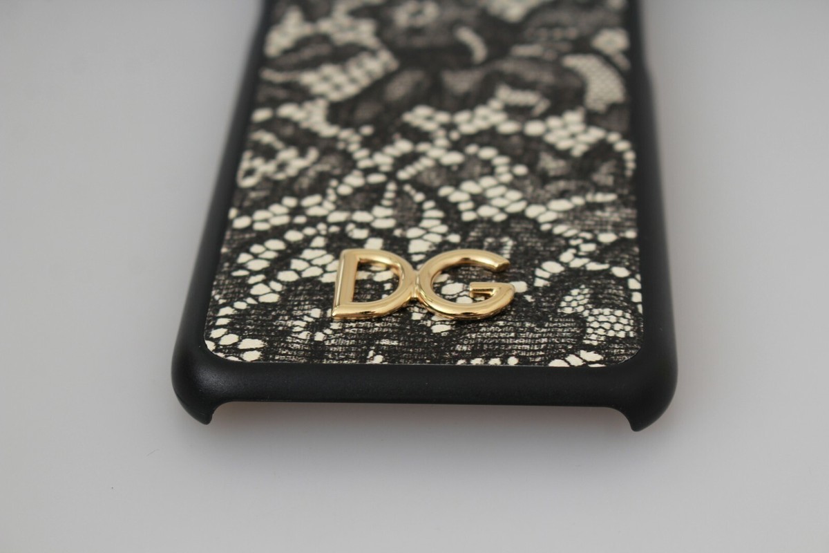 【美品】DOLCE&GABBANA iPhoneXR case DOLCE & GABBANA Phone Case Cover Black White Lace Leather