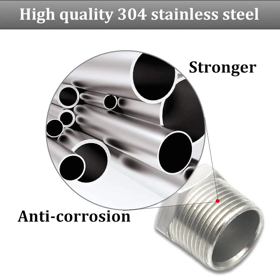2 Pcs Reducer Hex Bushing, 304 Stainless Steel 3/4" Male NPT to 1/2" Female NPT( - Image 3 of 4