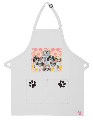 Shih Tzu Dog Apron Two Pocket Bib Apron with Adj Neck