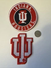 (2) Indiana Hoosiers vintage embroidered iron on patch Lot  Patches 3” X 2 & 3”