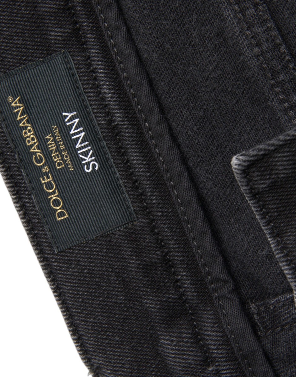 DOLCE & GABBANA Jeans Gray Cotton Stretch Skinny Denim Logo