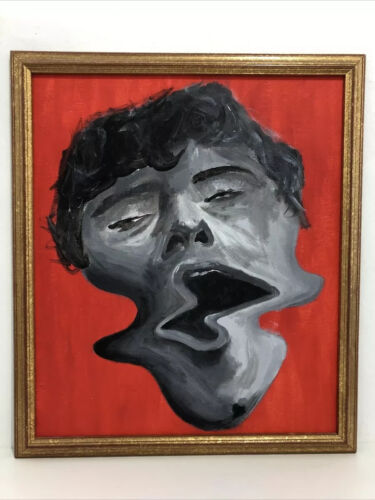 Vinntage Abstract Portrait Surrealist Mans Head Oil Painting by Unknown Artist - Picture 2 of 8