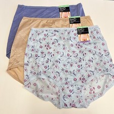 3 Bali Skimp Skamp Brief Panty XL Size 8 Full Coverage Nylon Panties NWT 2633