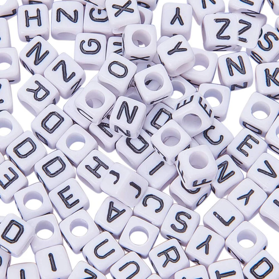 100x Alphabet Letter Beads Mixed Colour A-Z Number Kids DIY Jewellery Party Gift