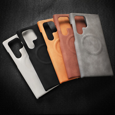 Slim Mag-Safe Case Faux Leather Card Slots Cover For Samsung S24 S25 S26 Ultra