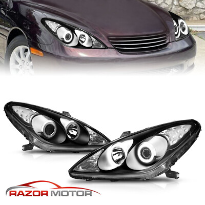 [LED Halo Ring]For 2002 2003 Lexus ES300/04 ES330 Black Projector Headlights