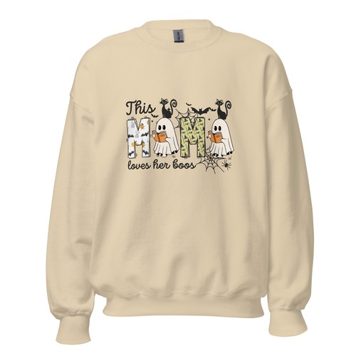 This Mama Loves Her Boos Sweatshirt, Spooky Mama Gift, Cute Ghosts Halloween - Picture 2 of 8